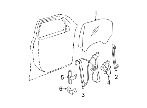 2008 Chevy HHR Front Door - Glass & Hardware Diagram