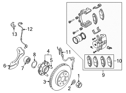 2009 Chevy Aveo5 Piston,Front Brake Caliper Diagram for 93742404