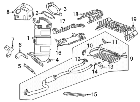 2022 Cadillac CT4 Exhaust Components Diagram 2 - Thumbnail