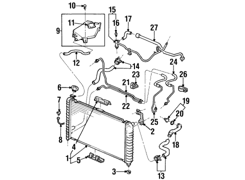 1998 Oldsmobile Silhouette Radiator & Components Diagram