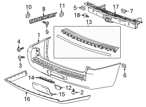 2016 GMC Yukon XL Rear Bumper Diagram 1 - Thumbnail