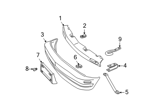 1997 Oldsmobile Bravada Front Bumper, Cover Diagram for 12385773