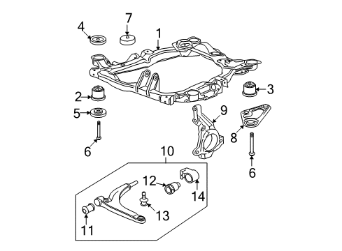 2010 Chevy Malibu Front Suspension, Control Arm, Stabilizer Bar Diagram 1 - Thumbnail