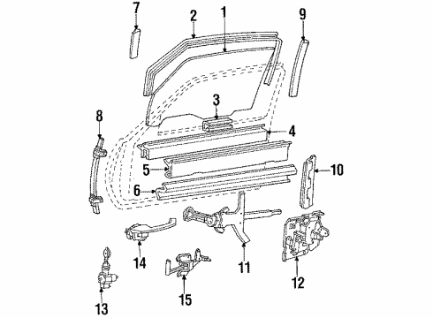 1987 Cadillac Eldorado Rod Assembly, Front Door Outside Handle To Lock Diagram for 20378258