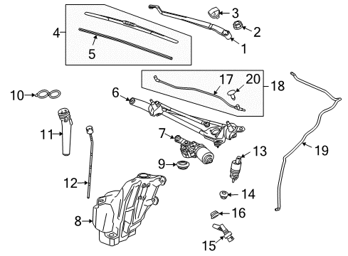 2011 Buick Regal Wiper & Washer Components, Body Diagram