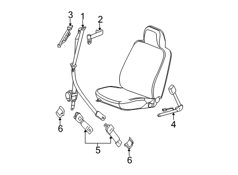 2006 Buick LaCrosse Front Seat Center Belt Kit *Ebony *Ebony Diagram for 89024270