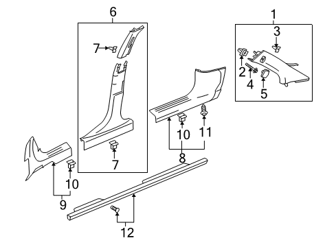 2006 Chevy Malibu Panel Assembly, Body Lock Pillar Lower Trim *Titanium Diagram for 15292614