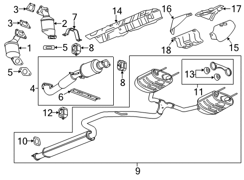 2013 Buick LaCrosse 3Way Catalytic Convertor Assembly (W/ Exhaust Front Man Diagram for 20894010