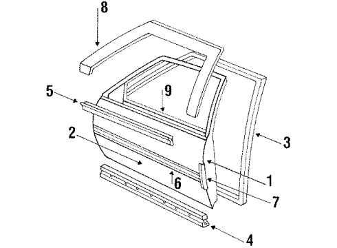 1987 Buick LeSabre Door & Components, Exterior Trim Diagram