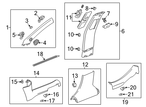 2014 Chevy Malibu Interior Trim - Pillars, Rocker & Floor Diagram