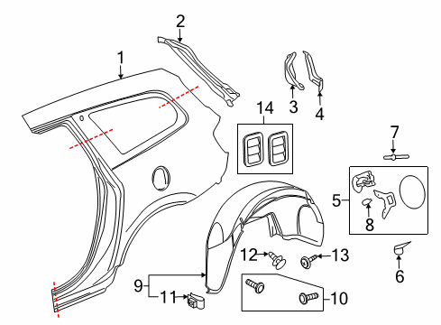 2017 Buick Enclave Quarter Panel & Components Diagram