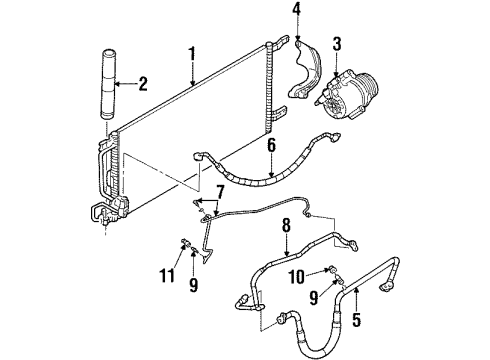 2004 Oldsmobile Silhouette A/C Condenser, Compressor & Lines Diagram