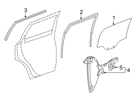 2015 Chevy Captiva Sport Rear Door - Glass & Hardware Diagram