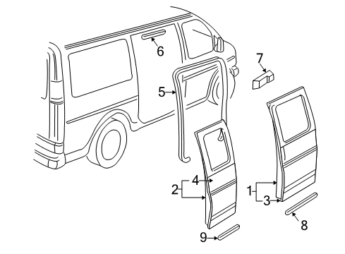 1999 Chevy Express 2500 Side Loading Door - Door & Components Diagram