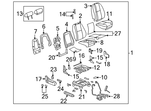 2008 GMC Sierra 2500 HD Front Seat Components Diagram 3 - Thumbnail