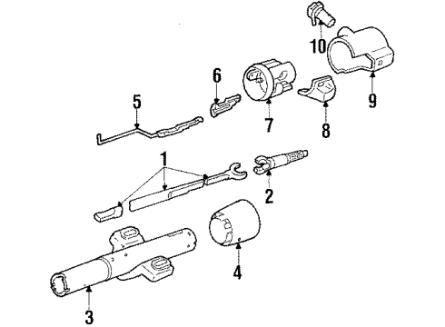 1988 Oldsmobile Cutlass Calais Steering Column Assembly Diagram 1 - Thumbnail