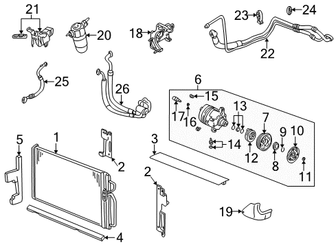 2002 Pontiac Bonneville A/C Condenser, Compressor & Lines Diagram