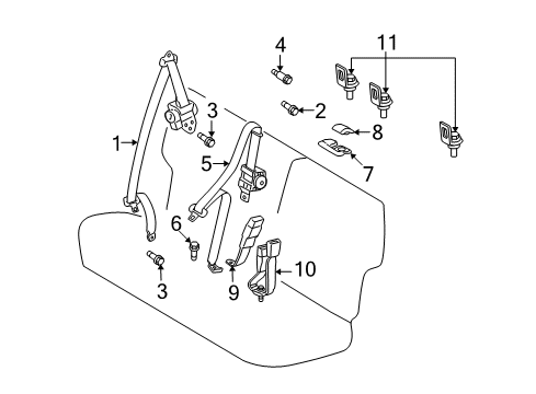 2009 Pontiac Vibe Bracket,Child Seat Top Strap Diagram for 88970698