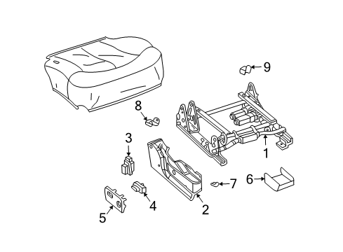 2003 Hummer H2 Cover,Driver Seat Outer Adjuster Upper Rear Finish *Black Diagram for 88935557