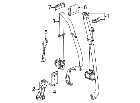 2019 Chevy Silverado 1500 Rear Seat Belts Diagram 2 - Thumbnail