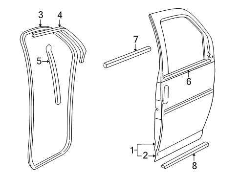 2000 GMC Savana 3500 Front Door, Body Diagram