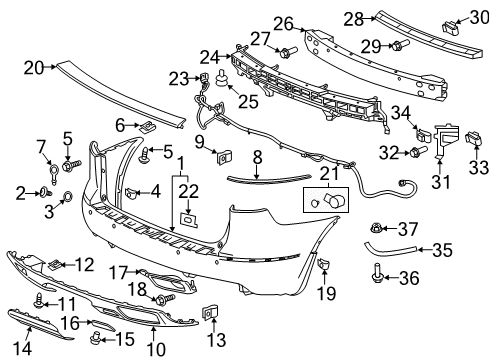 2013 Buick Enclave Rear Bumper Cover Lower Diagram for 20983442