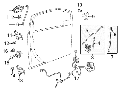 2016 Chevy Spark EV Front Side Door Latch Assembly Diagram for 94543219