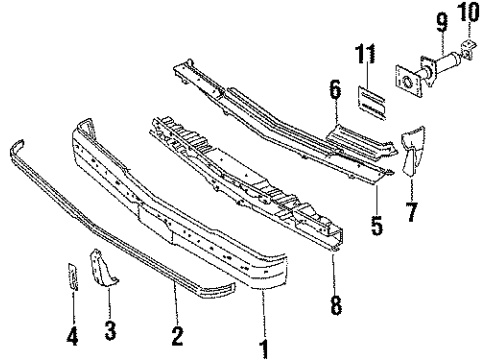 1988 Oldsmobile Cutlass Cruiser Front Bumper Diagram 1 - Thumbnail