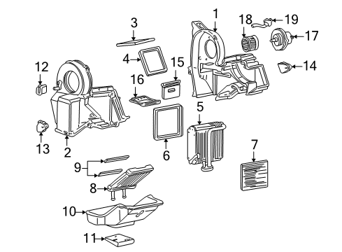 2002 GMC Savana 3500 A/C Evaporator & Heater Components Diagram 2 - Thumbnail