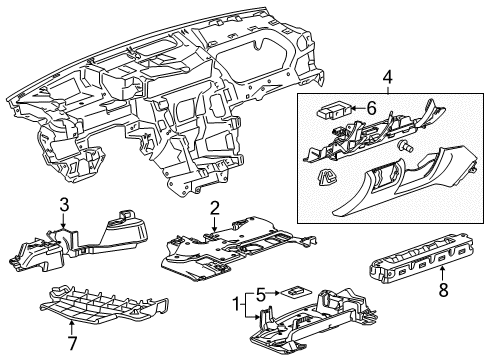 2016 Cadillac CTS Insulator,Instrument Panel Diagram for 22821679