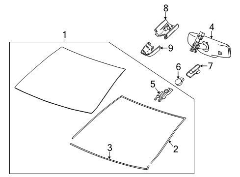 2016 Cadillac CT6 Windshield Glass Diagram