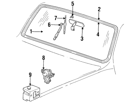 1991 Chevy Blazer Windshield & Wiper Component, Reveal Moldings Diagram