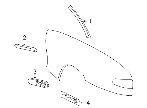 1998 Chevy Cavalier Quarter Panel Emblem Assembly Diagram for 22611481