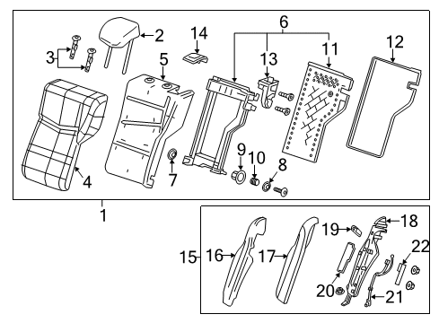 2014 Cadillac ATS Rear Seat Components Diagram 1 - Thumbnail