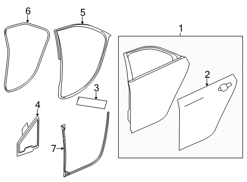 2014 Cadillac CTS Rear Door, Body Diagram 1 - Thumbnail