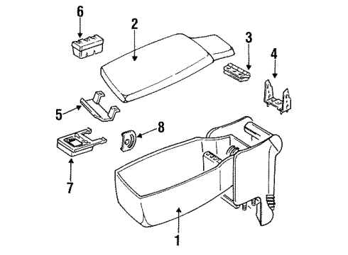 1993 Oldsmobile 98 Latch Assembly, Front Seat Storage Armrest Hvac *Red Diagram for 12505581