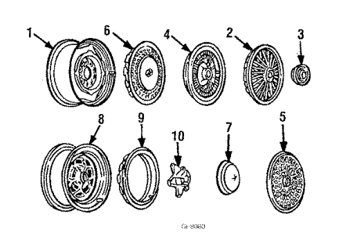 1986 GMC Caballero Hub Cap ASSEMBLY Diagram for 14009835