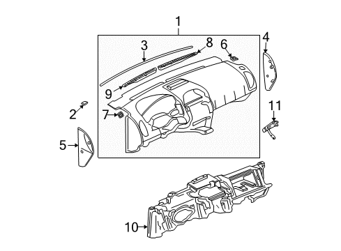 2004 Saturn Vue Cluster & Switches, Instrument Panel Diagram 1 - Thumbnail