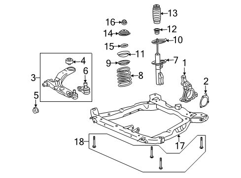 2007 Pontiac G5 Front Suspension, Control Arm, Stabilizer Bar Diagram 1 - Thumbnail