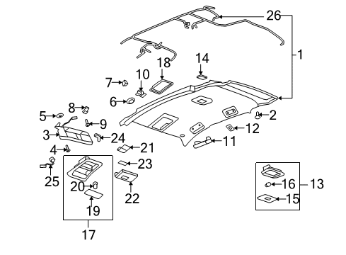 2010 Saturn Vue Handle,Roof Rail Front Asst Diagram for 96800991