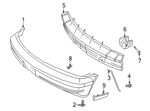 1999 GMC Safari Bar Assembly, Front Bumper Imp Diagram for 15677873