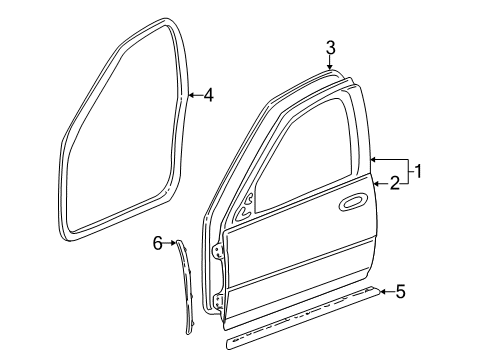 1998 Cadillac Seville Weatherstrip Assembly, Front Side Door Front Auxiliary Diagram for 25628636