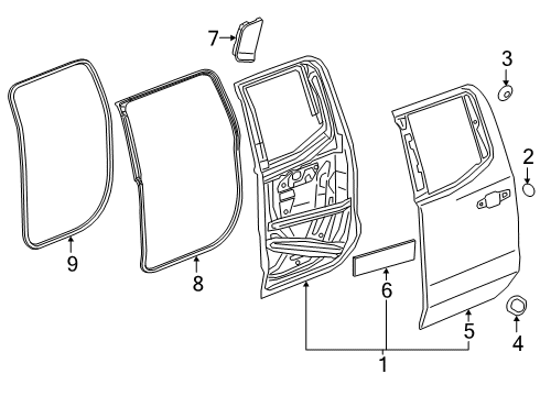 2019 Chevy Silverado 1500 LD Rear Door, Body Diagram