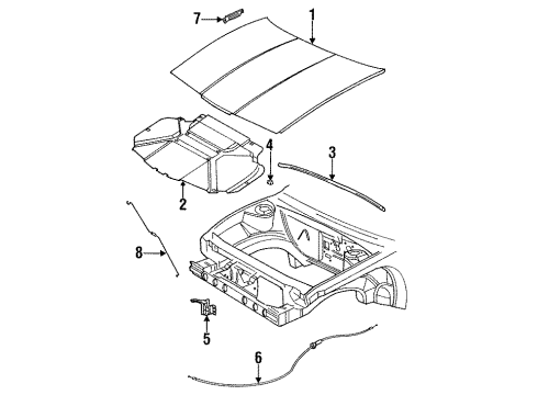 1994 Saturn SW1 Hood & Components, Body Diagram