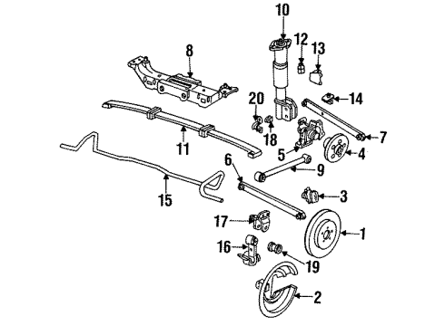 1991 Buick Regal Rear Suspension, Control Arm Diagram 1 - Thumbnail