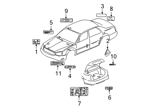 2003 Cadillac DeVille Label, Jack Usage Diagram for 25740271