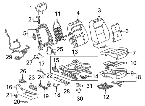 2024 GMC Sierra 2500 HD Passenger Seat Components Diagram 5 - Thumbnail