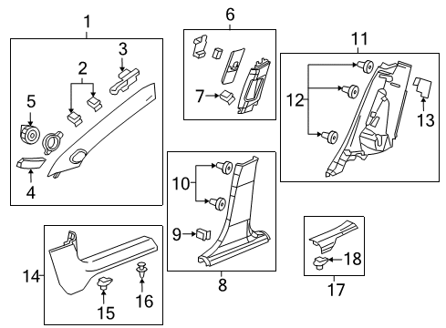 2013 Chevy Cruze Molding,Body Lock Pillar Garnish Diagram for 95210720