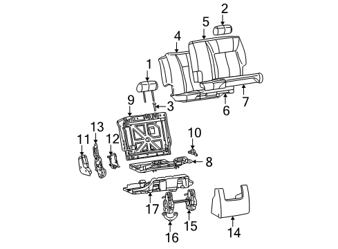 2005 GMC Envoy XL Guide Asm,Rear Seat Head Restraint W/O Butto*Ebony Diagram for 89043506