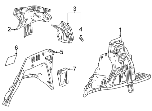 2021 Buick Encore GX Panel Assembly, Qtr Inr Diagram for 60003509